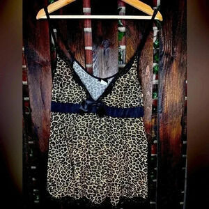 *SOLD* Coquette Leopard Print Baby Doll Chemise Size XL